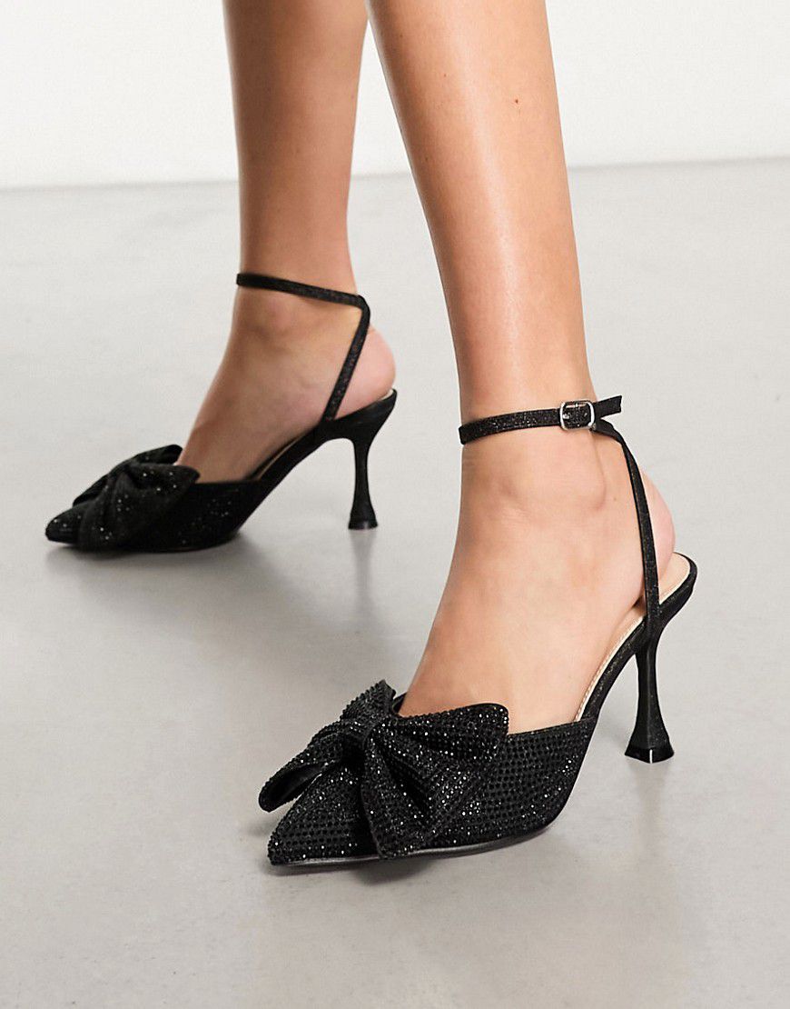 Sandali con tacco neri con fiocco - Glamorous - Modalova