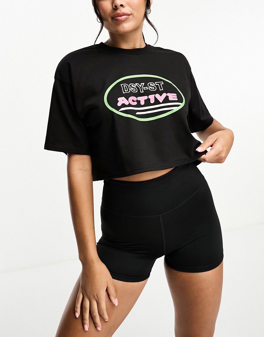 Active Neon - T-shirt corta squadrata nera - Daisy Street - Modalova