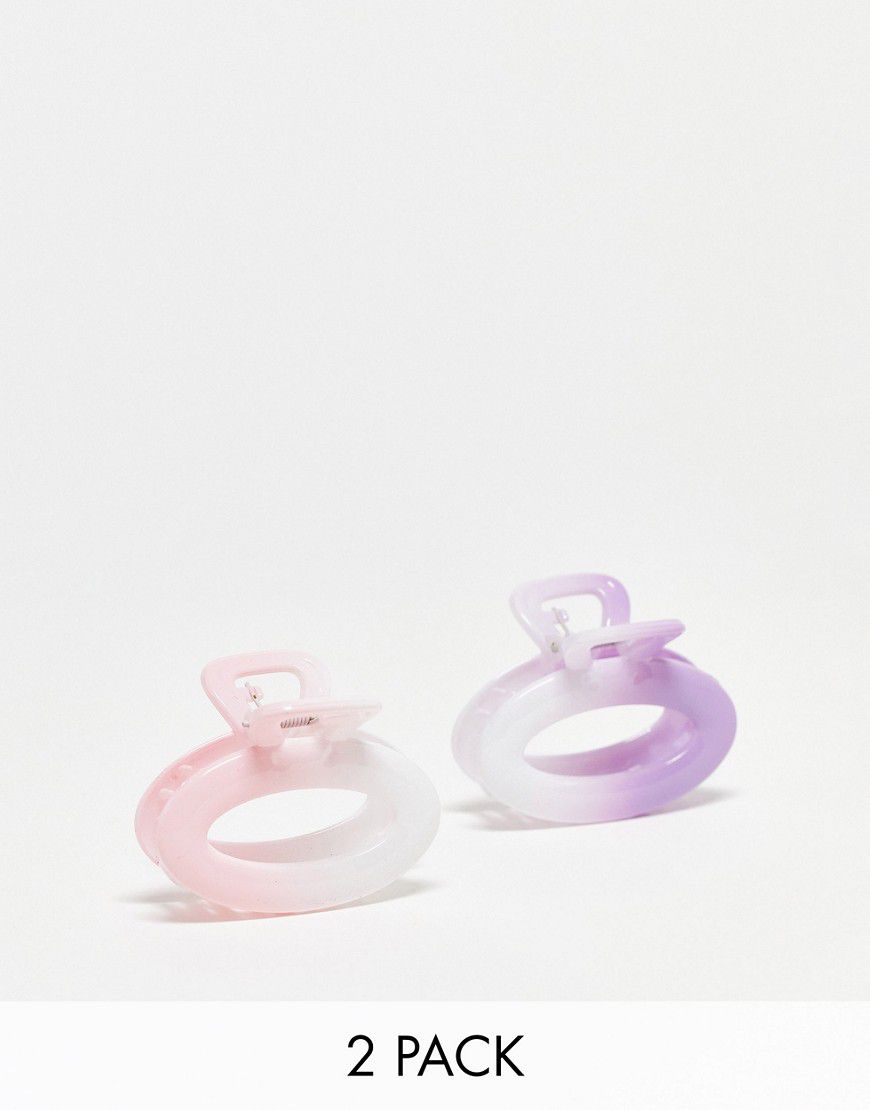 Confezione da 2 fermagli per capelli ovali rosa e lilla sfumati - DesignB London - Modalova