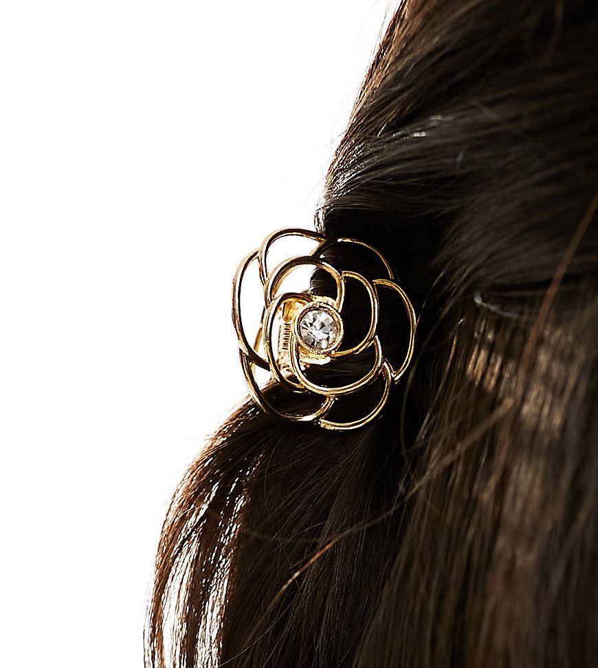 Fermaglio per capelli in metallo color a forma di rosa - DesignB London - Modalova