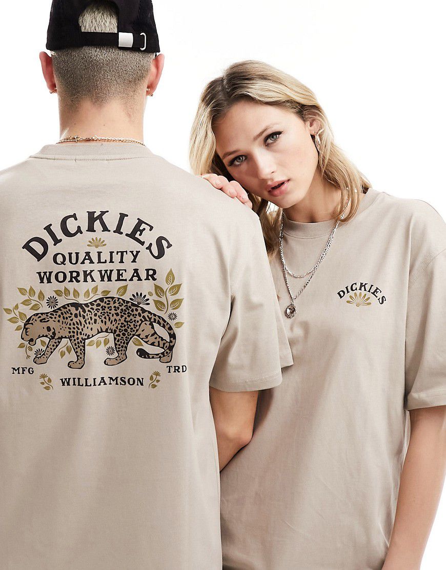Fort Lewis - T-shirt beige con stampa di tigre sul retro - In esclusiva per ASOS - Dickies - Modalova