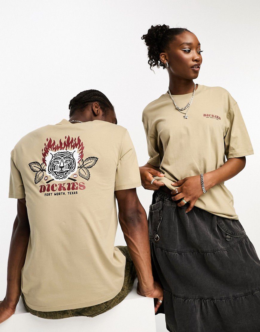Rich Creek - T-shirt kaki con stampa di tigre sul retro - Dickies - Modalova
