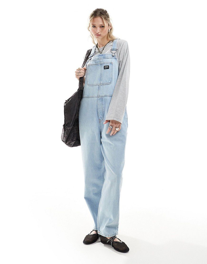 Dr. Denim - Lydia - Salopette di jeans vestibilità comoda a fondo ampio lavaggio chiaro invecchiato - Dr Denim - Modalova