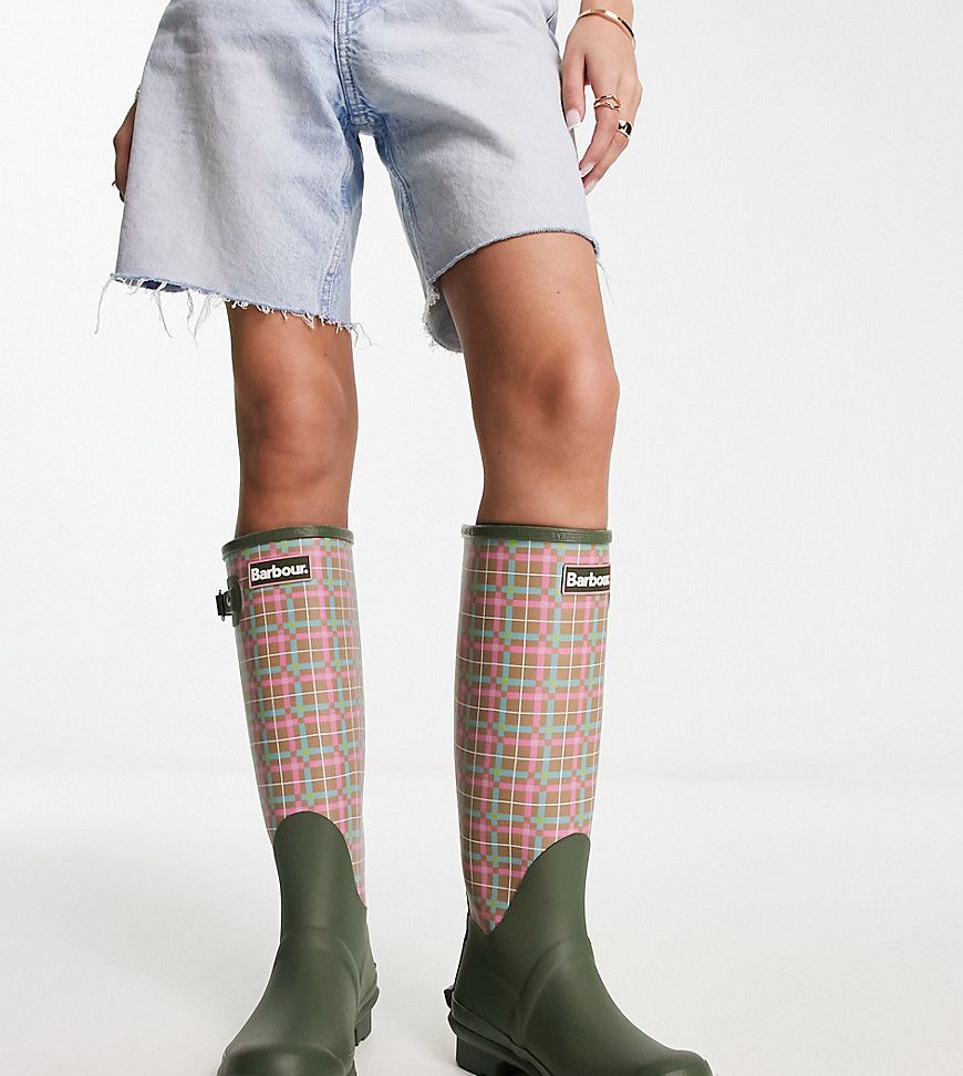 Esclusiva Tall x ASOS - Bede - Stivali da pioggia verdi a quadri scozzesi - Barbour - Modalova