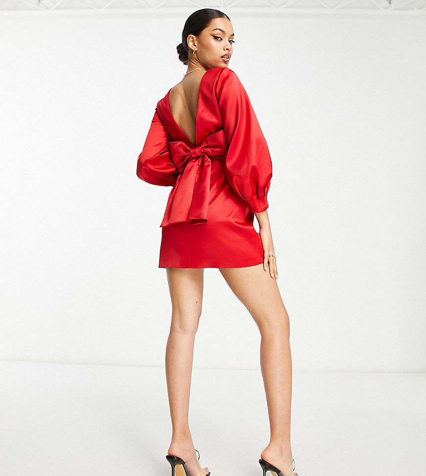 Vestito corto rosso con fiocco sul retro - Forever New Petite - Modalova