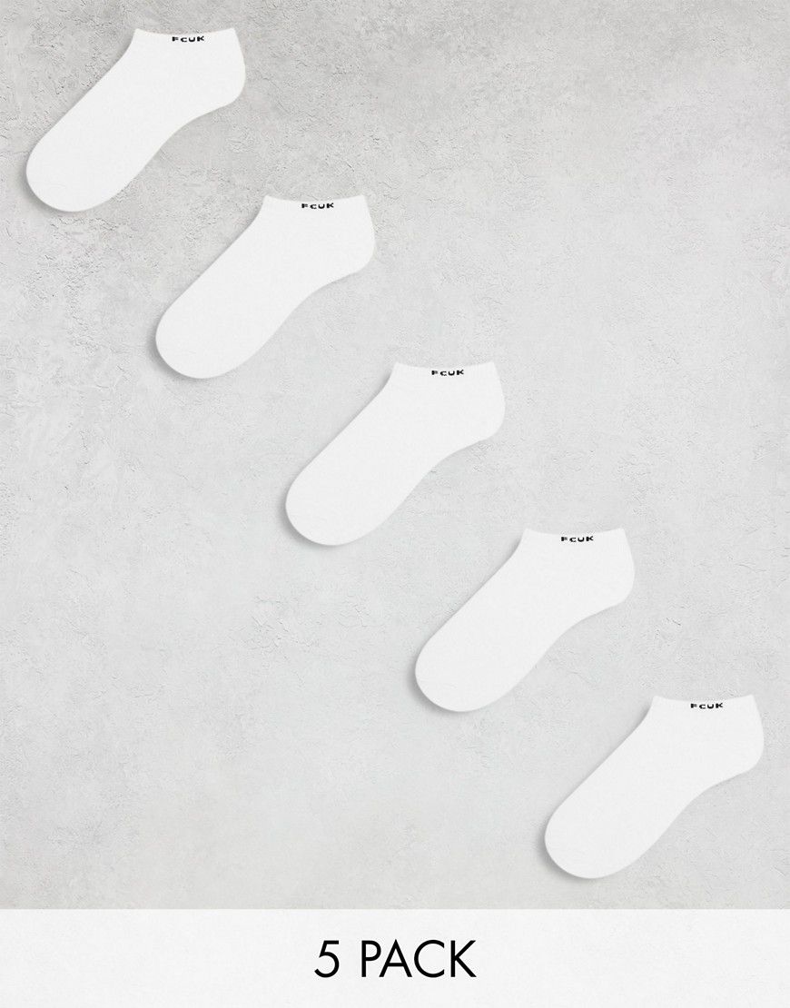 FCUK - Confezione da 5 paia di calzini sportivi bianchi - French Connection - Modalova