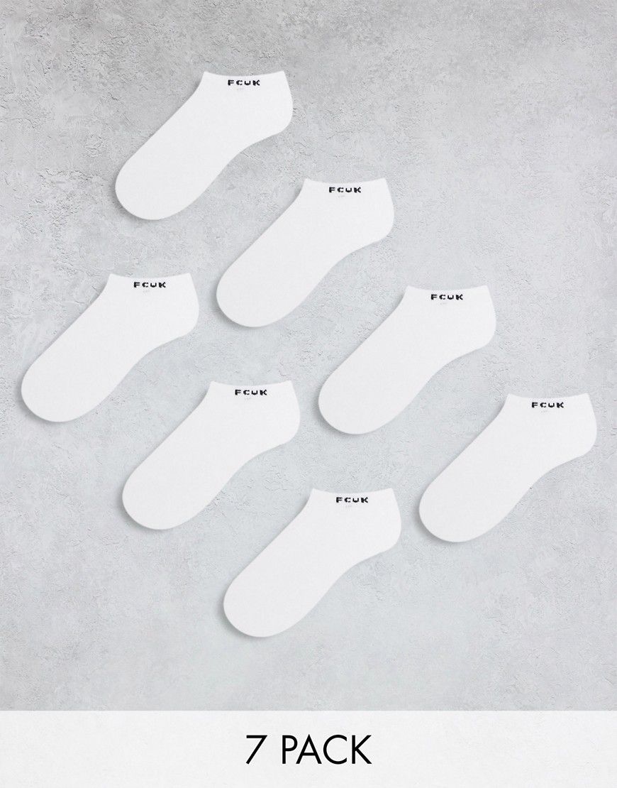 FCUK - Confezione da 7 paia di calzini sportivi bianchi - French Connection Mens - Modalova