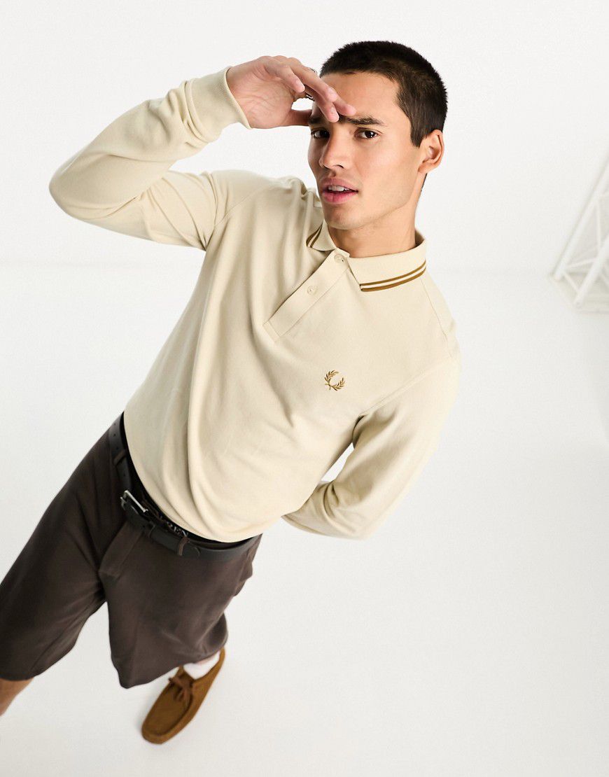 Camicia polo avena a maniche lunghe con bordi a contrasto - Fred Perry - Modalova