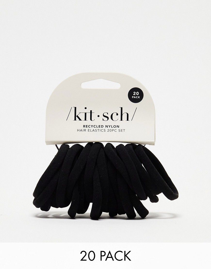 Confezione da 20 elastici per capelli in nylon nero - Kitsch - Modalova