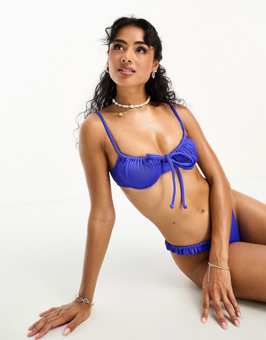X Hannah Meloche & Ava Jules - Top bikini arricciato con ferretto cobalto a coste - Kulani Kinis - Modalova
