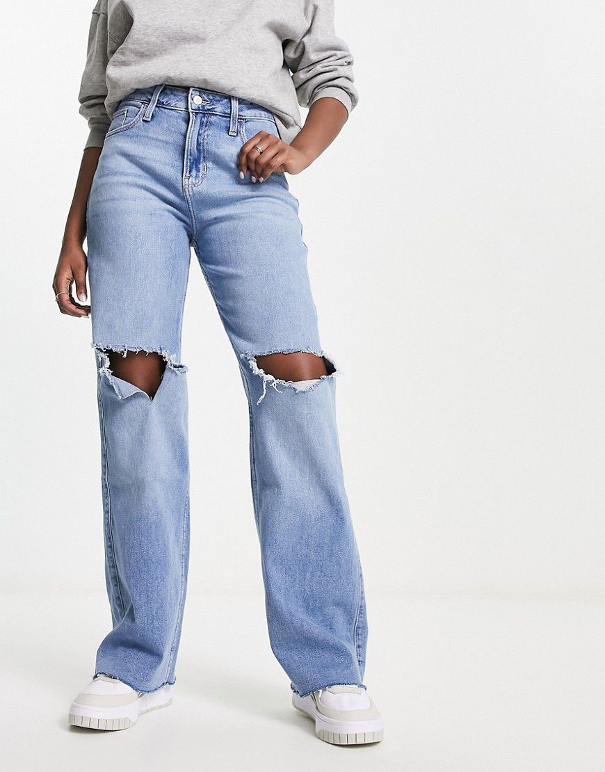 Jeans extra larghi a vita alta vintage lavaggio medio - Hollister - Modalova
