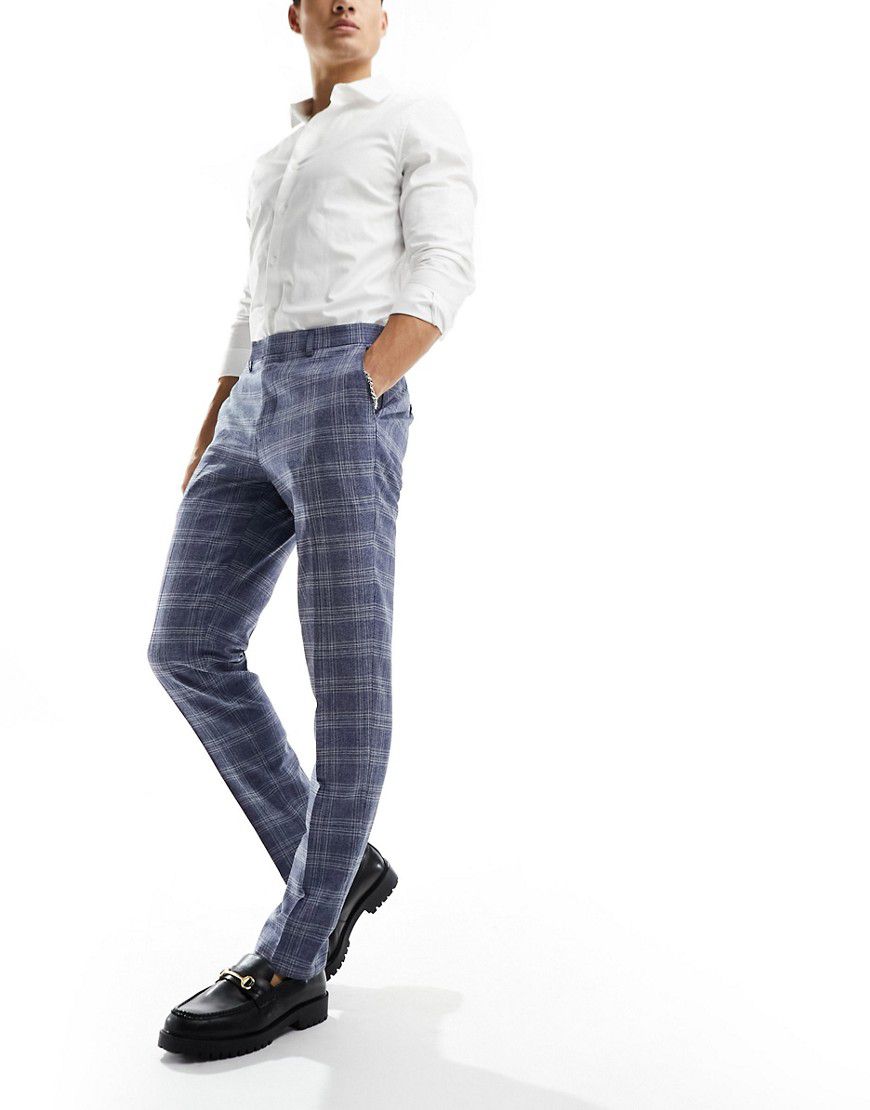 Pantaloni da abito skinny azzurri a quadri - Harry Brown - Modalova