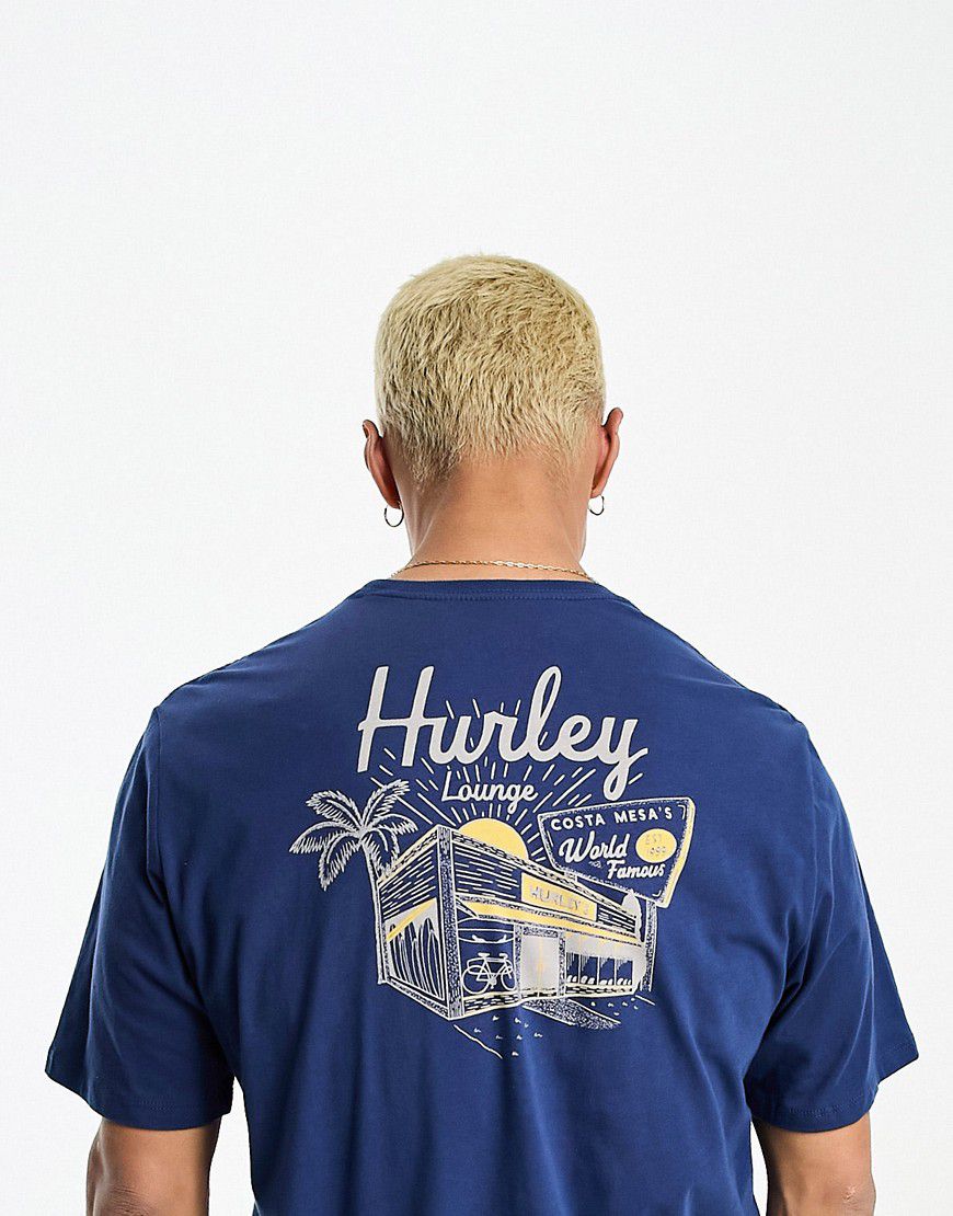 T-shirt blu con stampa sul retro - Hurley - Modalova