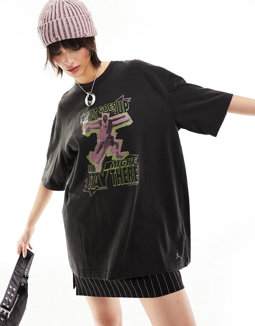 T-shirt oversize nera con grafica Jumpman - Jordan - Modalova