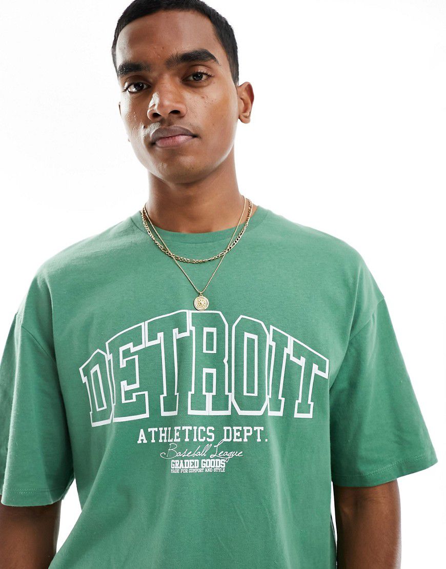 T-shirt oversize con stampa "Detroit" - Jack & Jones - Modalova