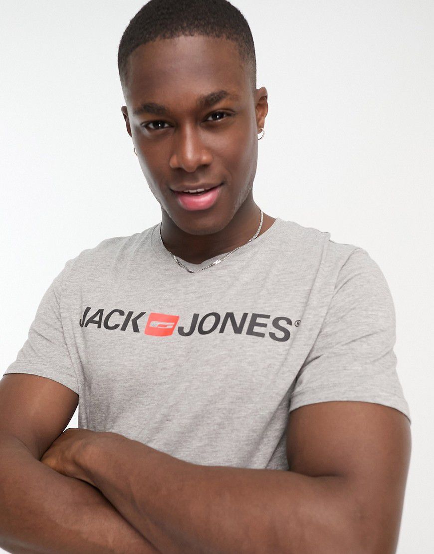 T-shirt grigia con logo - Jack & Jones - Modalova