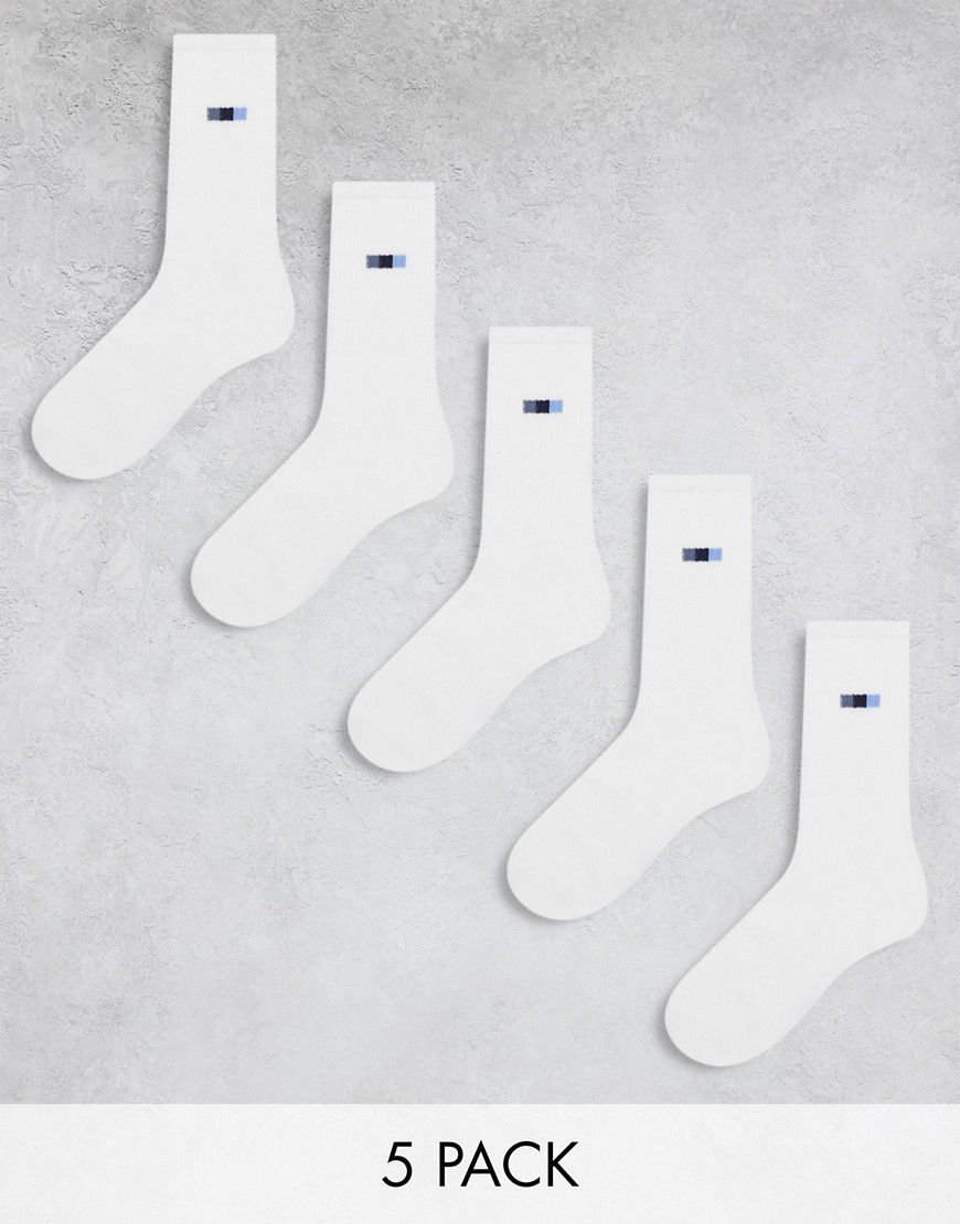 Confezione da 5 paia di calzini bianchi con stampa di bandiera - Jack & Jones - Modalova