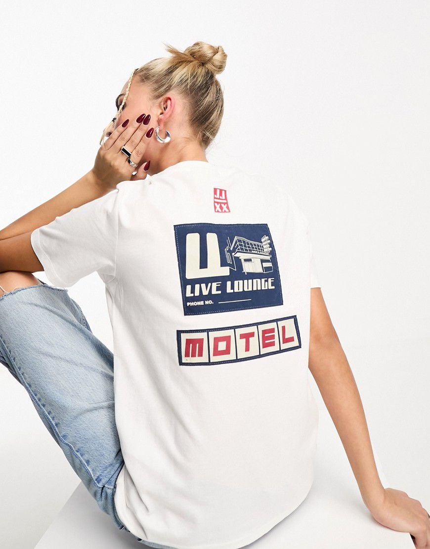 T-shirt bianca con logo ricamato - JJXX - Modalova
