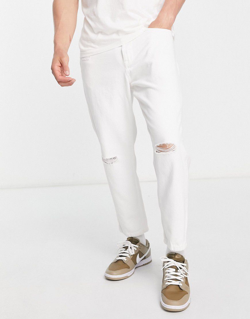 Avi - Jeans taglio corto affusolati bianchi con strappi - ONLY & SONS - Modalova