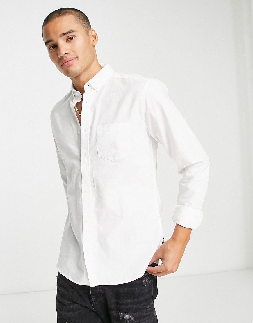 Camicia Oxford slim bianca con bottoni - ONLY & SONS - Modalova