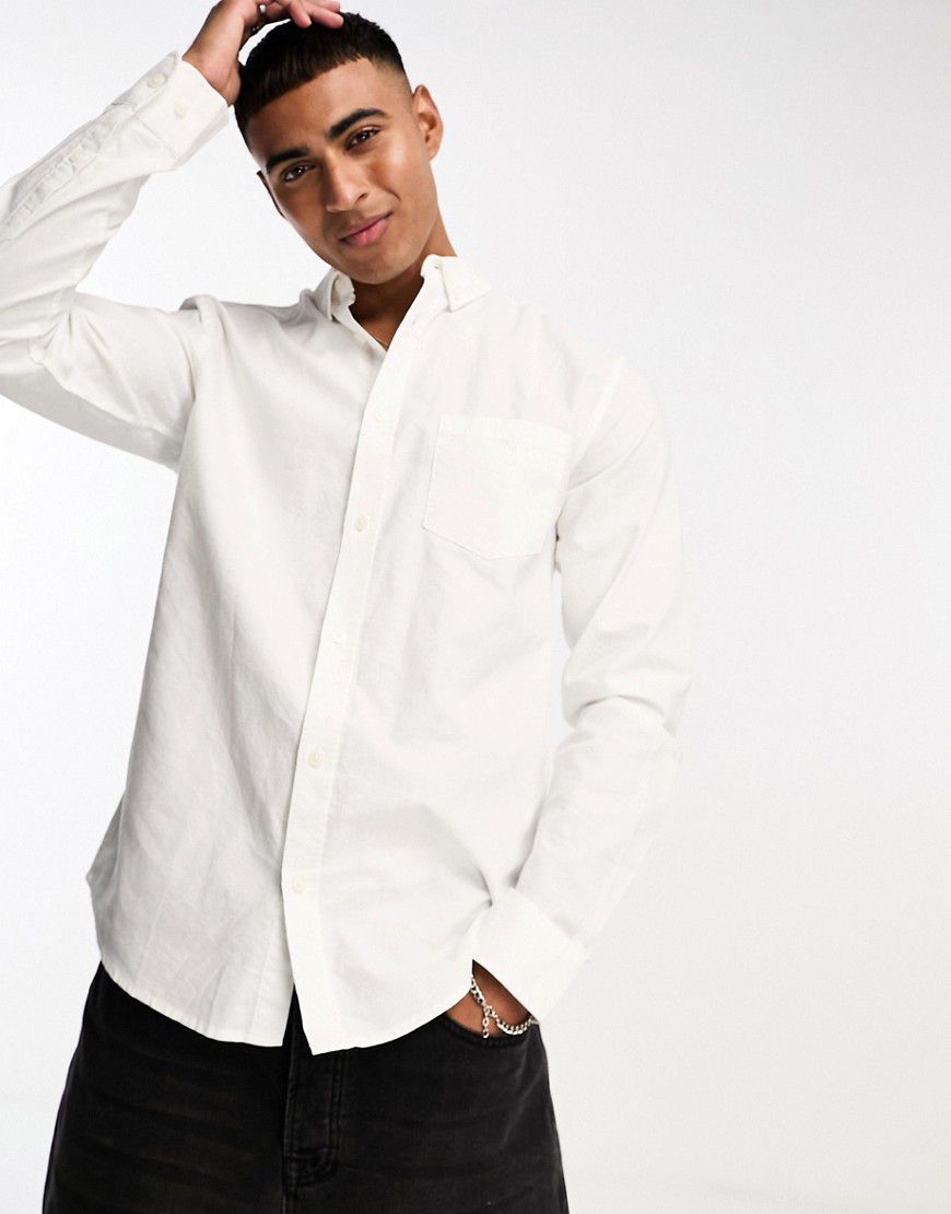 Camicia Oxford slim bianca con bottoni - ONLY & SONS - Modalova