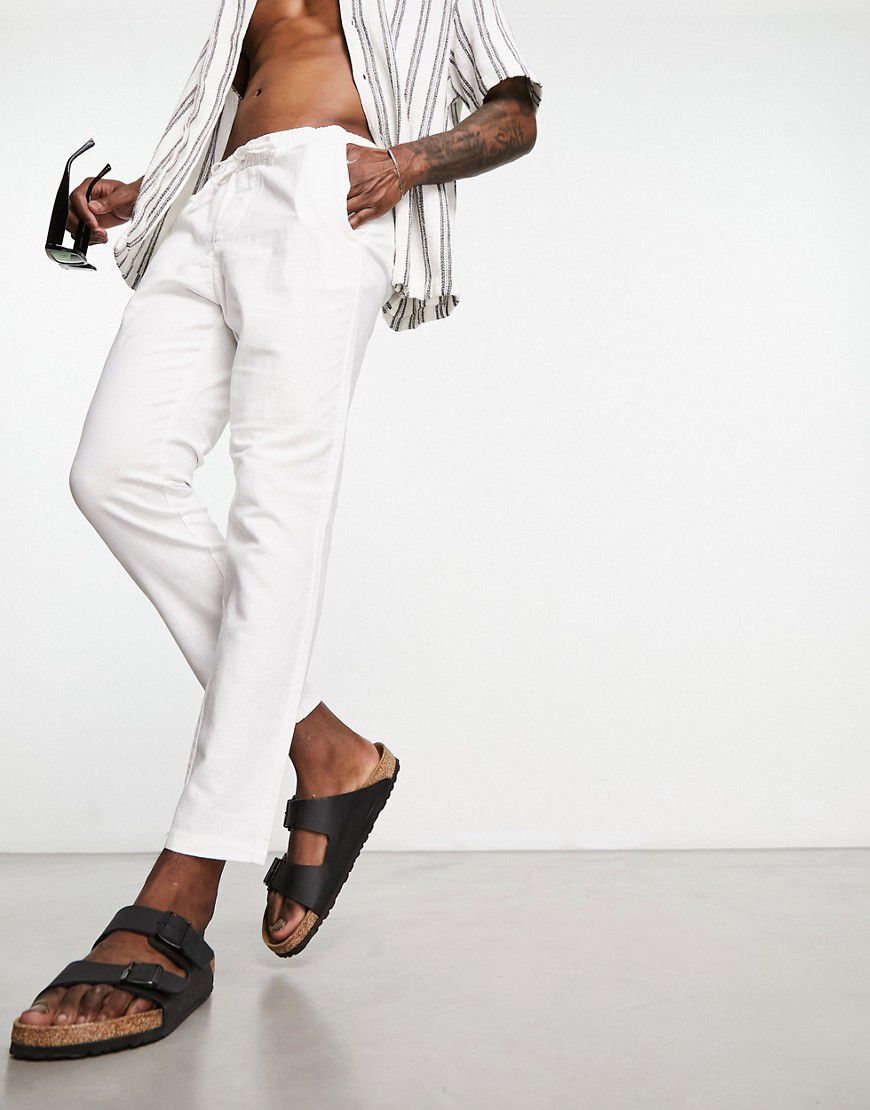 Pantaloni affusolati bianchi in misto lino - ONLY & SONS - Modalova