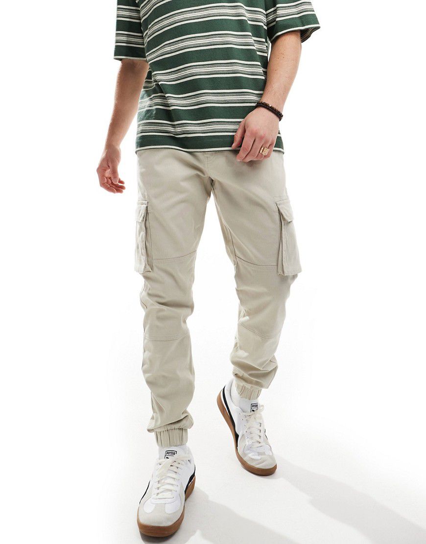 Pantaloni cargo slim con elastico sul fondo color sabbia - ONLY & SONS - Modalova