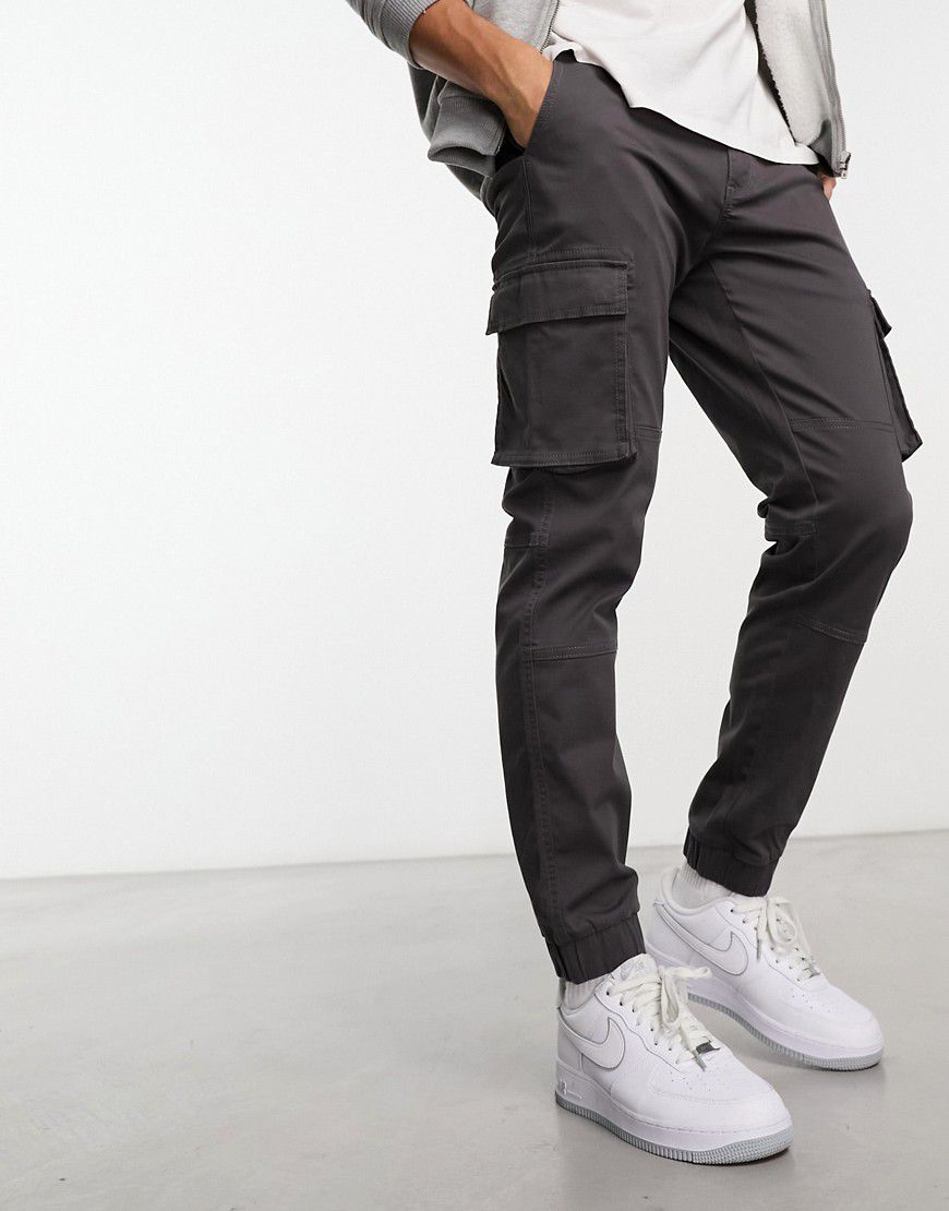 Pantaloni cargo slim grigi con fondo elasticizzato - ONLY & SONS - Modalova