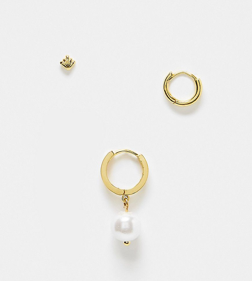 Confezione da 18 orecchini dorati con cristalli e perla - Orelia - Modalova