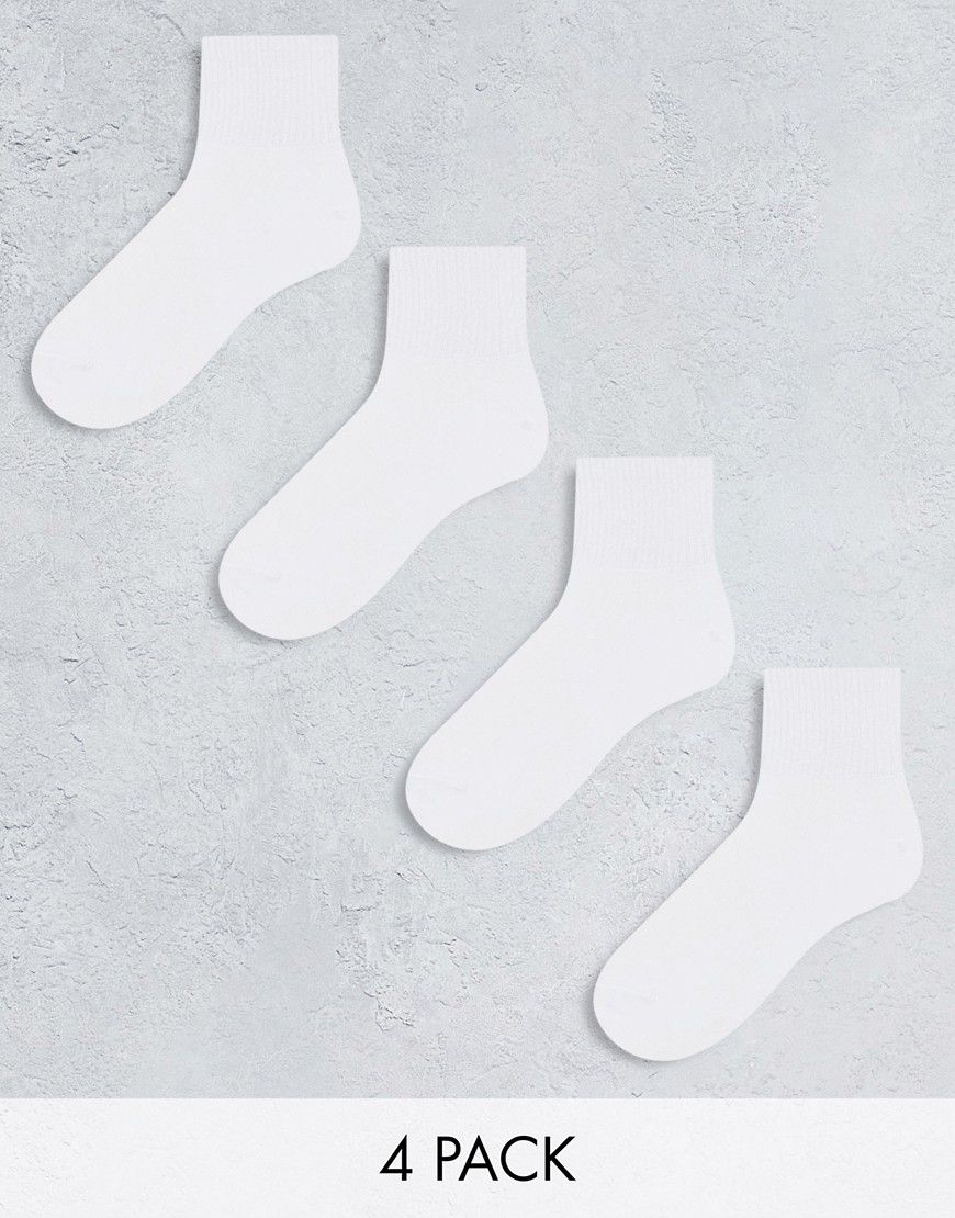 Confezione da 4 paia di calzini sportivi bianchi a coste - Lindex - Modalova