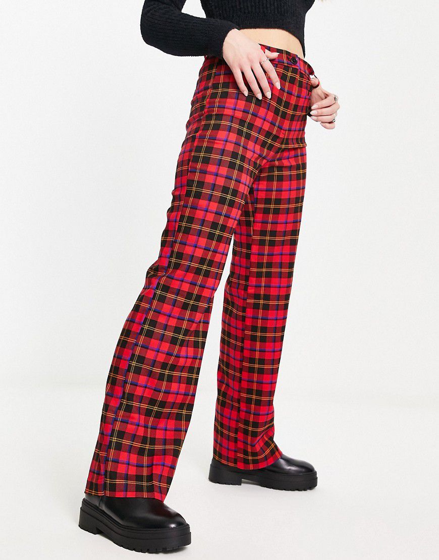 Pantaloni sartoriali rossi a quadri scozzesi - Monki - Modalova