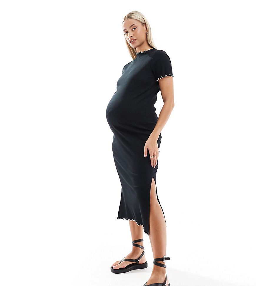 Mamalicious Maternity - Vestito midi in jersey con fondo smerlato - Mama.licious - Modalova