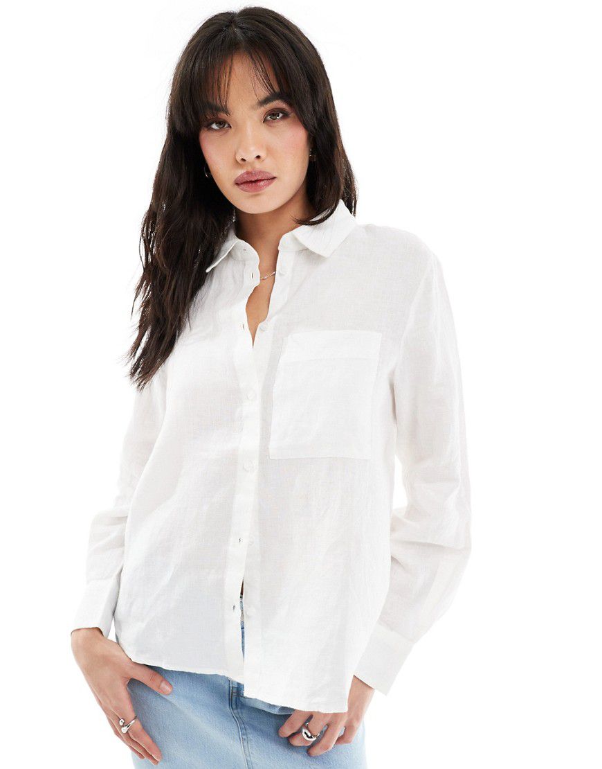 Camicia in lino bianca - Mango - Modalova