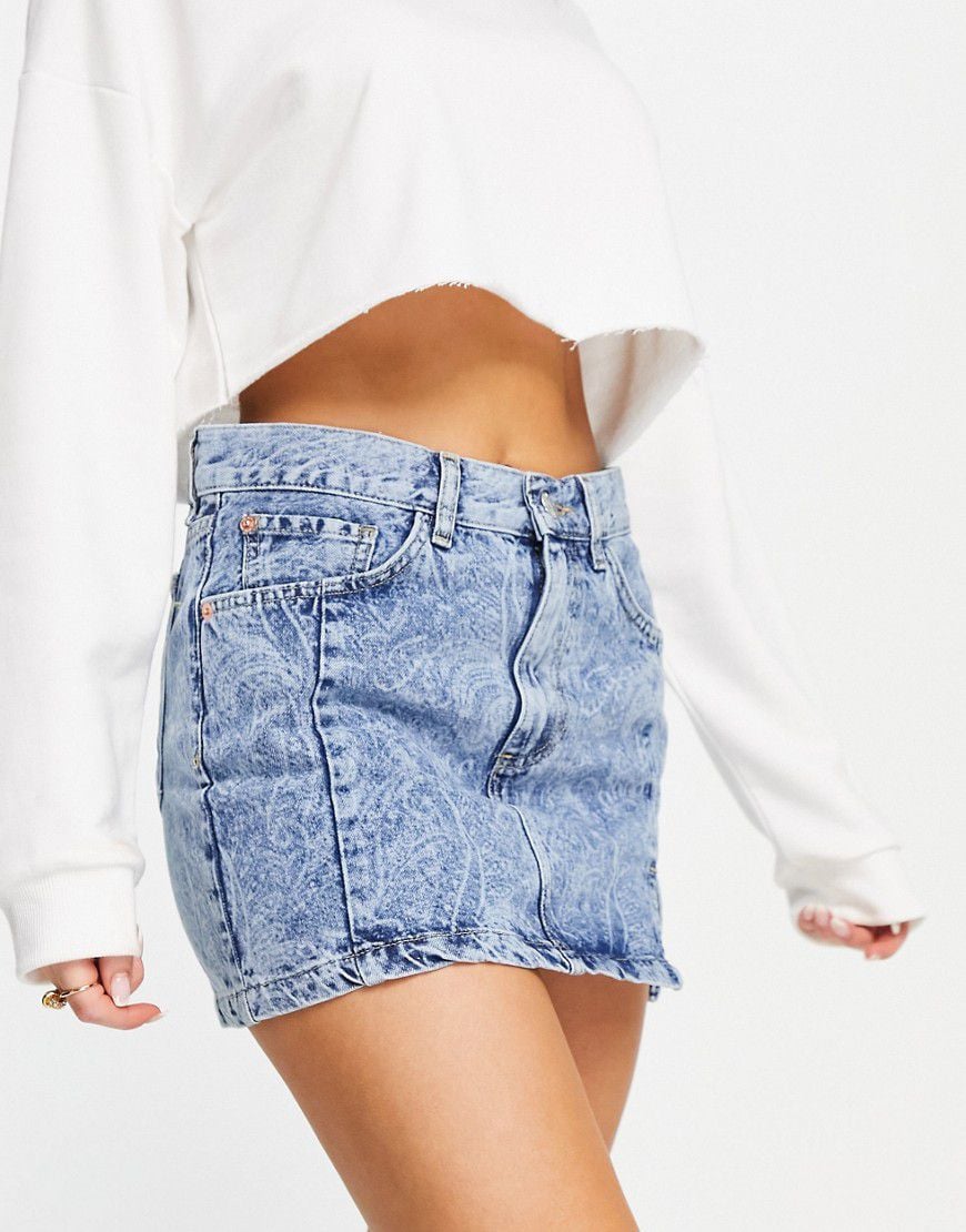 Minigonna di jeans con stampa cachemire - Mango - Modalova