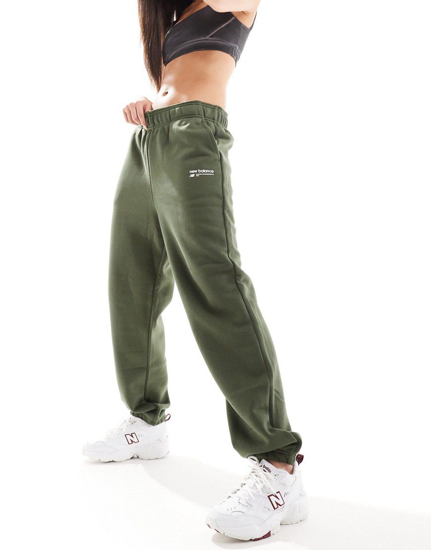 Heritage - Pantaloni della tuta verdi in pile spazzolato con logo lineare - New Balance - Modalova