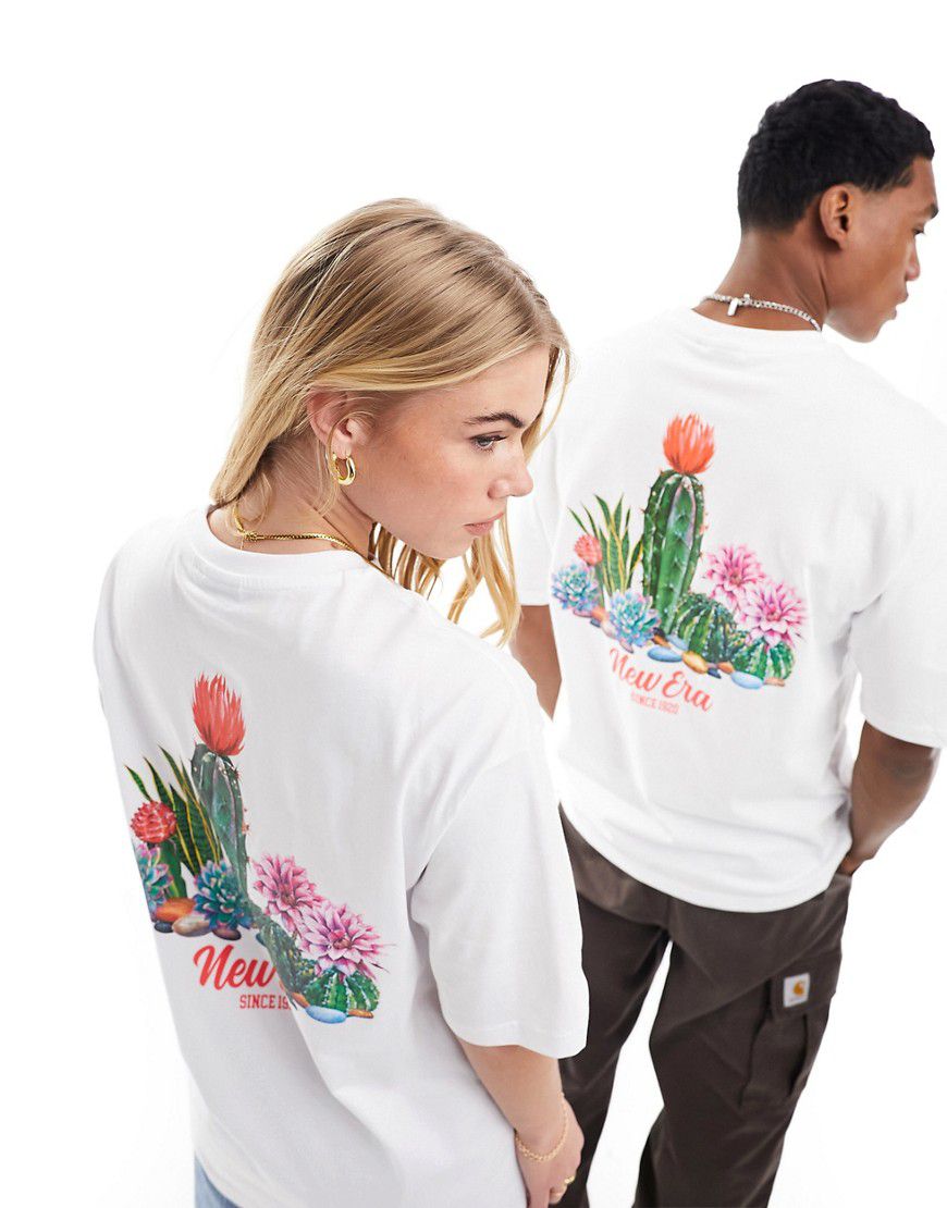 T-shirt unisex bianca con stampa grafica di cactus - New Era - Modalova
