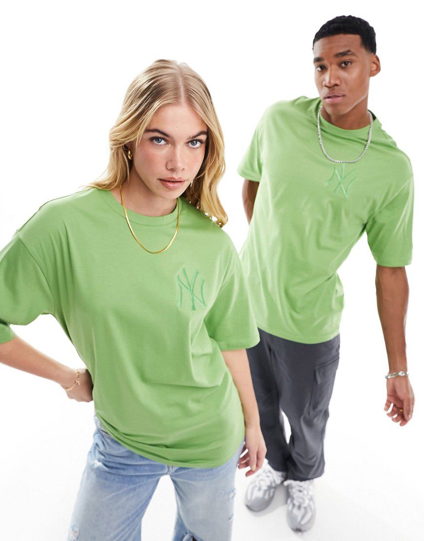 New Era - T-Shirt verde con logo NY - New Era - Modalova