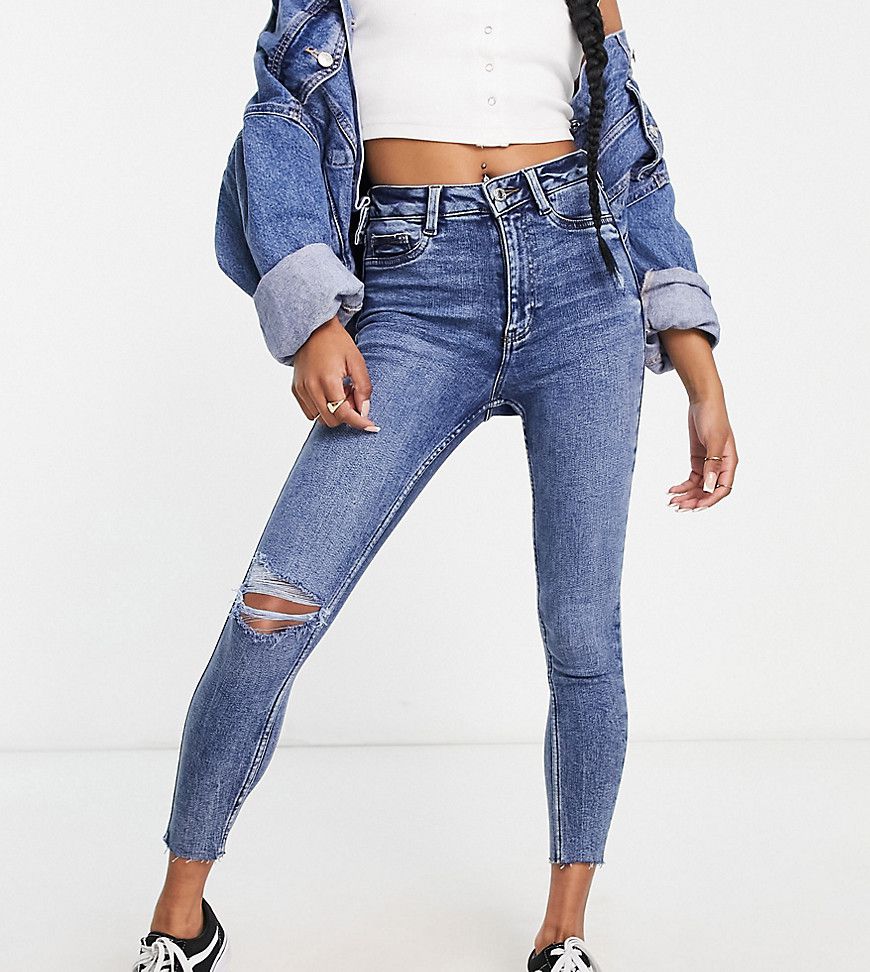 Jeans skinny strappati medio - New Look Petite - Modalova