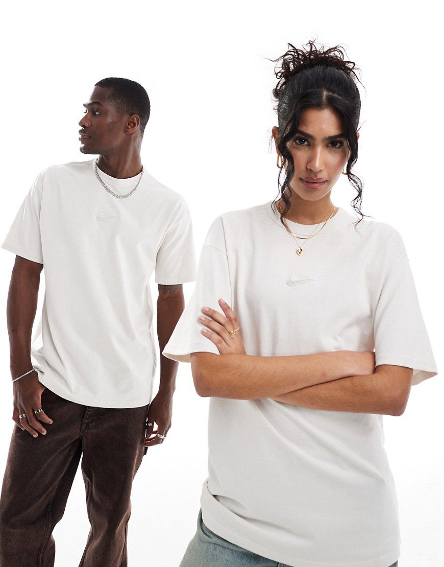 T-shirt oversize bianco sporco con logo centrale - Nike - Modalova