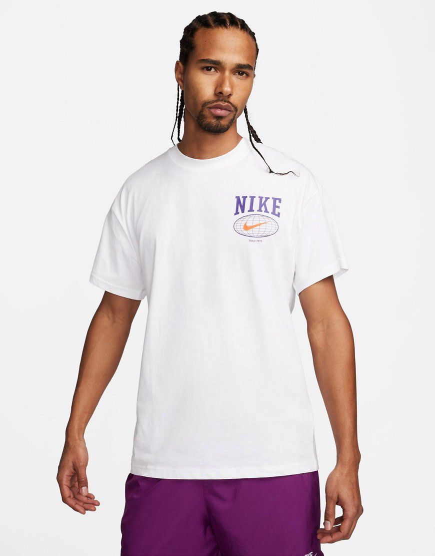 T-shirt bianca con stampa del logo sulla schiena - Nike - Modalova