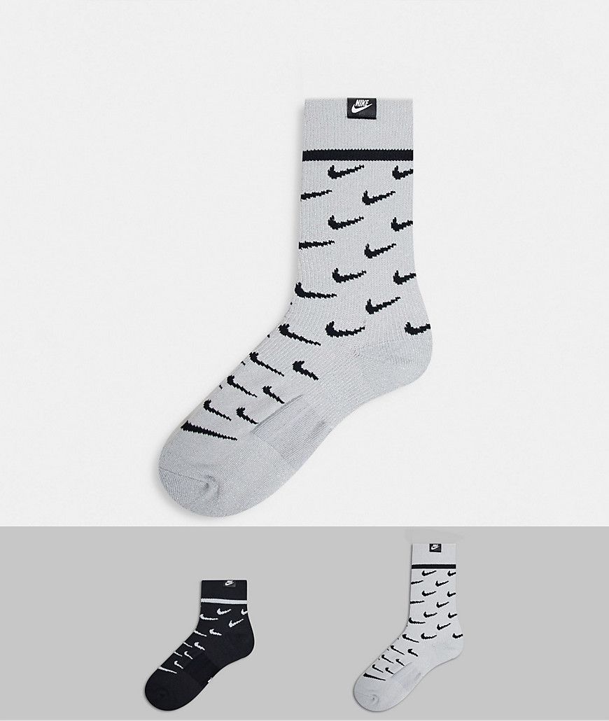 Confezione da 2 paia di calzini con logo neri/grigi - Nike - Modalova