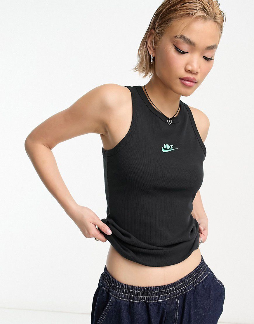 Dance - Canotta nera a coste con logo piccolo - Nike - Modalova