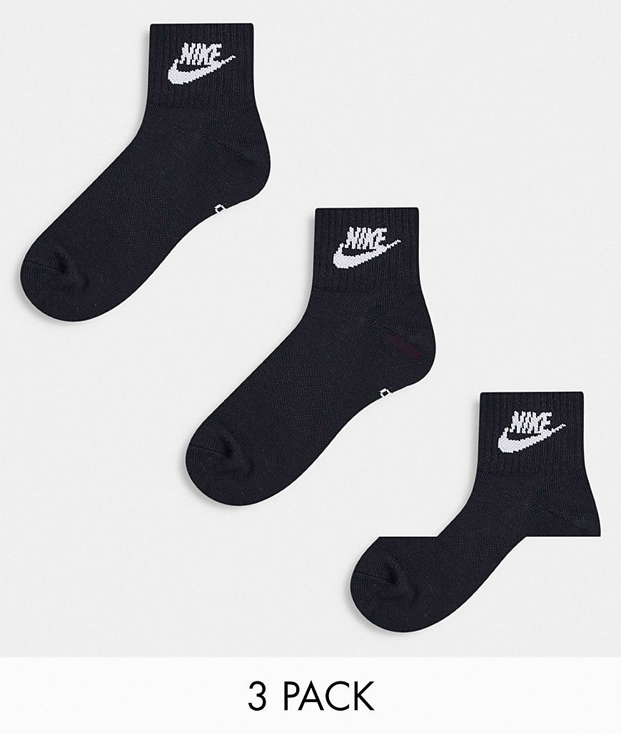 Everyday Essential - Confezione da 3 paia di calzini alla caviglia neri e bianchi - Nike - Modalova