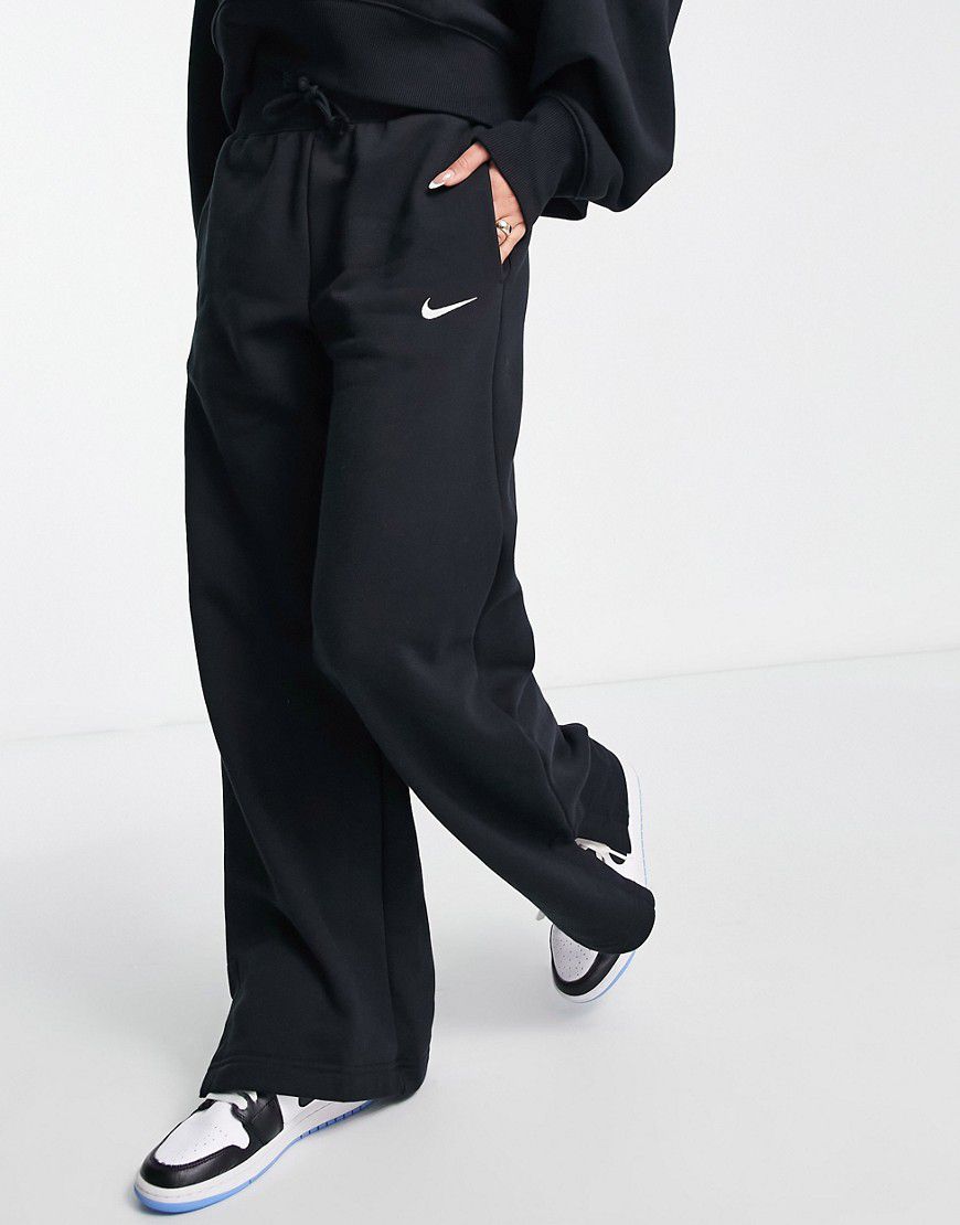 Joggers a vita alta a fondo ampio neri e color vela con logo piccolo - Nike - Modalova