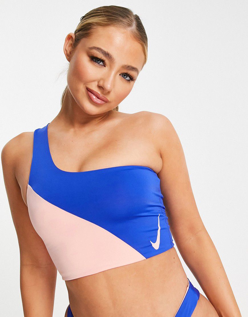 Icon - Top bikini monospalla 3 in 1 rosa e blu - Nike Swimming - Modalova
