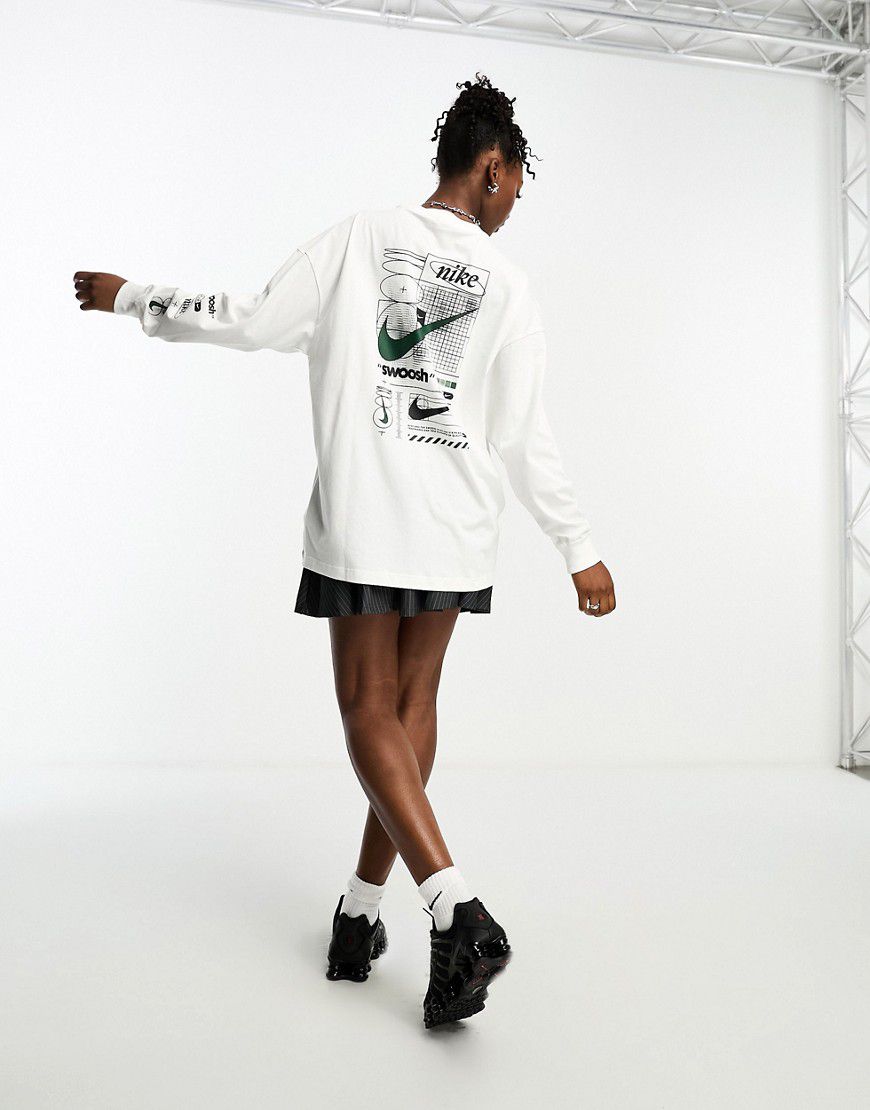 Streetwear - T-shirt a maniche lunghe bianca con stampa sul retro - Nike - Modalova