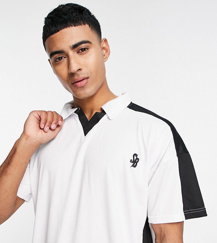 T-shirt stile maglia da calcio a maniche corte bianca e nera - South Beach - Modalova