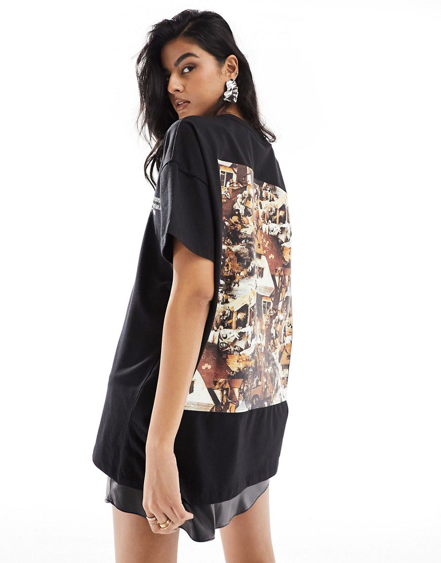 X Art Gallery - T-shirt oversize slavato con stampa sulla schiena - Something New - Modalova