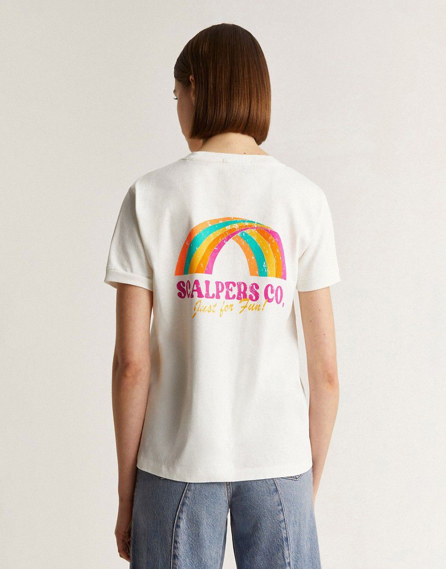 T-shirt sporco con arcobaleno fluo - Scalpers - Modalova