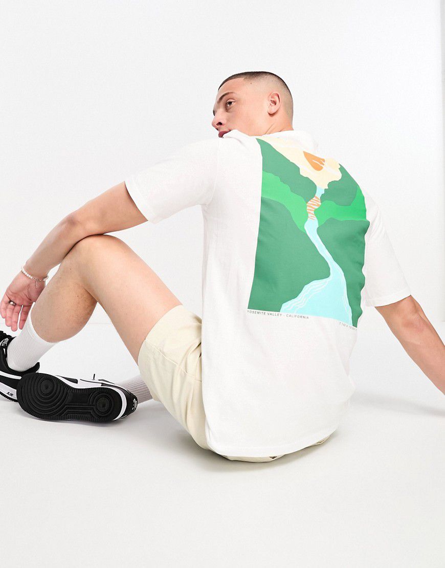 T-shirt oversize bianca con stampa con valle sulla schiena - Selected Homme - Modalova